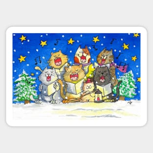 Cat Carol Singers at Night Sticker